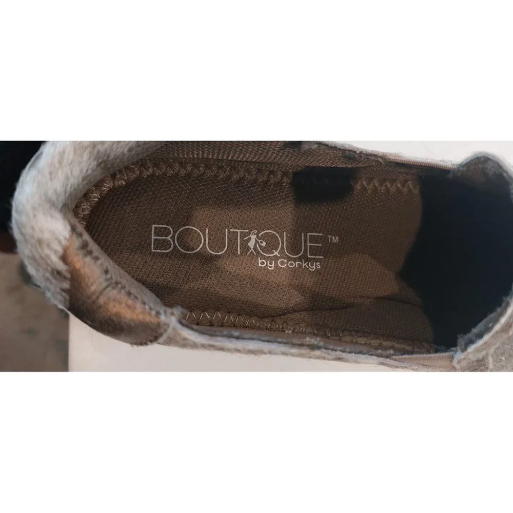 Corkys Womens Pine Top‎ Hair On Slip On Fashion Sneaker (Bronze) Size 9
